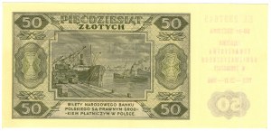 Polen, 50 Zloty 1948, Serie EL, mit Gedenkaufdruck - 50. Jahrestag der Gründung der NUMIZMATIC-Gesellschaften in Bydgoszcz 1935-22.XI-1985