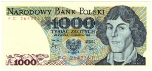 Poľsko, PRL, 1000 zlotých 1982, séria FG