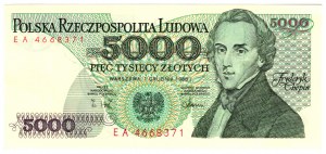 Poľsko, PRL, 5000 zlotých 1988, séria EA