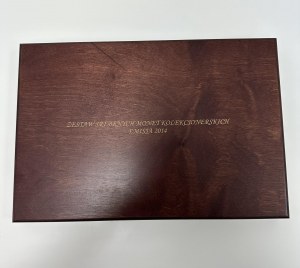Drewniane ozdobne pudełko na zestaw srebrnych monet kolekcjonerskich emisja 2014