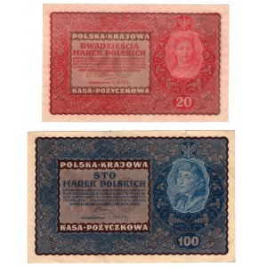 Polska, 20 marek polskich 1919 - II Serja BX | 100 marek polskich 1919 - IC Serja T