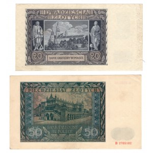 Polska, 20 złotych 1940 | 50 złotych 1941, zestaw 2 sztuk