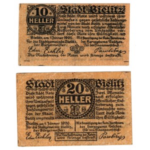 Bielsko (Bielitz), 10 i 20 halerzy 1920, zestaw 2 sztuk