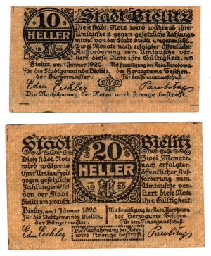 Bielsko (Bielitz), 10 and 20 haler 1920, set of 2 pieces