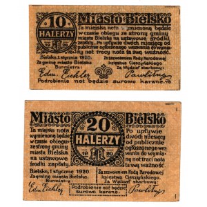 Bielsko (Bielitz), 10 i 20 halerzy 1920, zestaw 2 sztuk