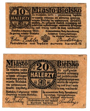 Bielsko (Bielitz), 10 a 20 halierov 1920, sada 2 kusov