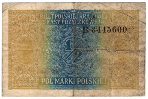 Pologne, 1/2 marque polonaise 1916, Général, Série B