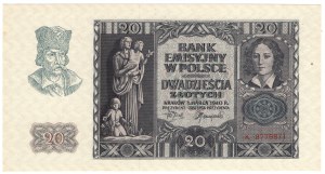 Pologne, 20 zloty 1940, série K