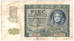 Polonia, 5 zloty 1940, serie A