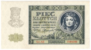 Polska, 5 złotych 1941, seria AE