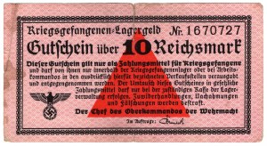 Allemagne, Bons universels de camp, Kriegsgefangenen - Lagergeld - 10 marks - rare dénomination