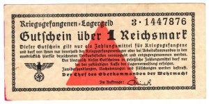 Germania, Buoni per campi universali, Kriegsgefangenen - Lagergeld - 1 Reichsmark, serie 3