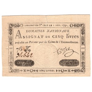 Francja, Asygnata na 5 livres 1791