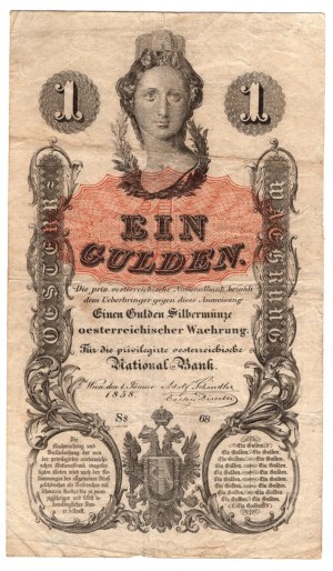 Rakousko, 1 gulden 1858
