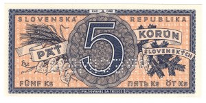 Slovensko, 5 korún (1945) A048, SPECIMEN