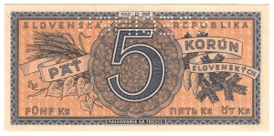 Słowacja, 5 koron (1945) D002, SPECIMEN