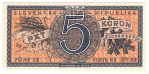Slovaquie, 5 couronnes (1945) D002, SPÉCIMEN