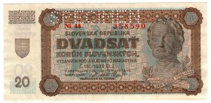Słowacja, 20 koron 1939, SPECIMEN