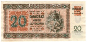 Slovakia, 20 crowns 1939, SPECIMEN