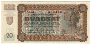 Slovensko, 20 korun 1939, SPECIMEN