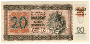 Slovakia, 20 crowns 1939, SPECIMEN