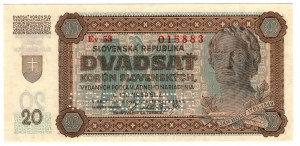 Slovensko, 20 korún 1939, SPECIMEN