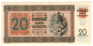 Slovaquie, 20 couronnes 1939, SPECIMEN