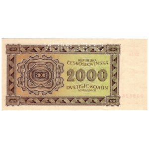 Československo, 2 000 korún 1945, SPECIMEN
