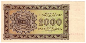 Tchécoslovaquie, 2 000 korun 1945, SPÉCIMEN