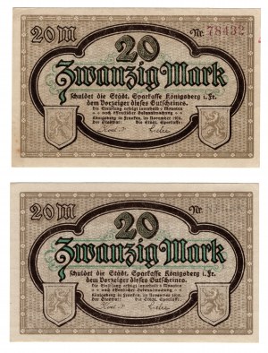 Germania, Konigsberg, 20 marchi 1918, set di 2 pezzi (cifre nere e rosse)