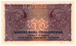 Tchécoslovaquie, 10 couronnes 1927, SPÉCIMEN