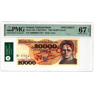 Polska, PRL, 20 000 złotych 1989, WZÓR, seria A, No 1752