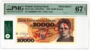 Polsko, Polská lidová republika, 20 000 zlatých 1989, MODEL, série A, č. 1752