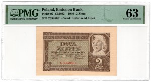 Pologne, 2 zlotys 1940, série C