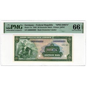 Allemagne, 20 marques 1949, SPECIMEN