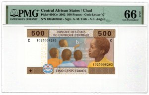 Central African countries, 500 francs 2002
