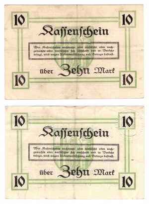 Olsztyn (Allenstein), 10 Mark 1918, Satz von 2 Stück