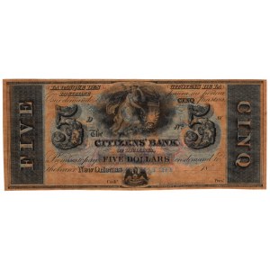 Stany Zjednoczone Ameryki, 5 dolarów, The Citizens' Bank - New Orleans, LOUISIANA