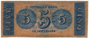 Spojené Štáty Americké, 5 dolárov, The Citizens' Bank - New Orleans, LOUISIANA