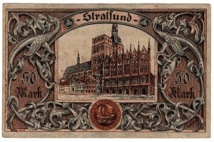 Strzałów (Stralsund), 50 mark 1922 - przedruk na 500 000 marek 1923 - rzadkie