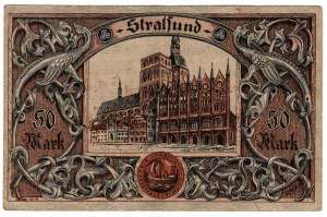 Strzalow (Stralsund), 50 marek 1922 - dotisk za 500 000 marek 1923 - vzácný exemplář