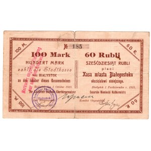 Bialystok, 100 Mark = 60 Rubel 1915, seltenes Stück