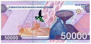 Uzbekistán, 50 0000 soʻm 2021, SPECIMEN