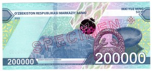 Usbekistan, 200 0000 soʻm 2021, SPECIMEN