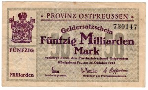 Königsberg, 50 milliards de marks 1923