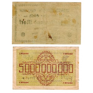 Zgorzelec (Görlitz), 100 000 marek 1923 / 5 miliardów marek 1923, zestaw 2 sztuki