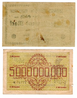 Zgorzelec (Görlitz), 100 000 marks 1923 / 5 milliards de marks 1923, ensemble de 2 pièces