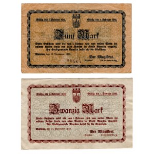 Bolesławiec (Bunzlau), 5 i 20 marek 1919, zestaw 2 sztuki