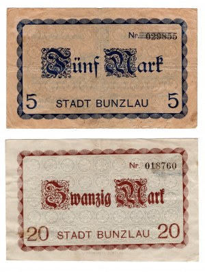 Bolesławiec (Bunzlau), 5 e 20 marchi 1919, set di 2 pezzi