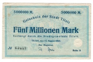 Tilsit, 5 miliónov mariek 1923